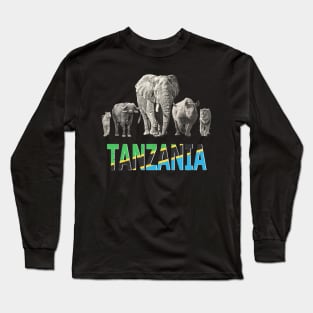 Africa's Big Five Tanzania Pride Wildlife Long Sleeve T-Shirt